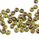 2x3mm Green picasso finish rondelle tiny czech glass spacers, 50Pc