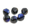 11mm Large black bicone glass beads blue luster - 6pc