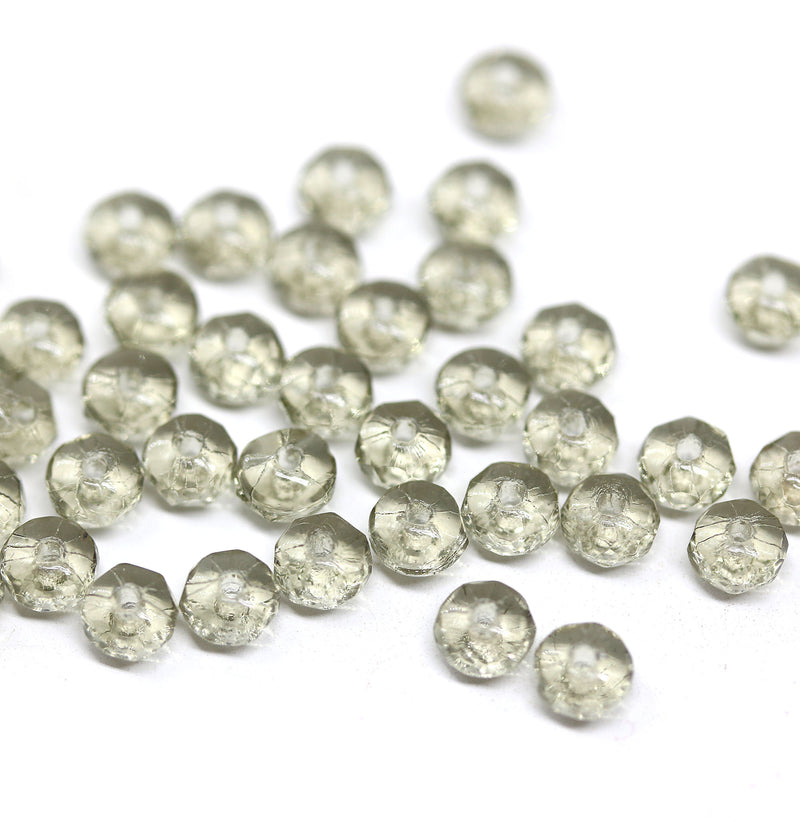 2x3mm Transparent gray rondelle tiny czech glass spacers, 50Pc