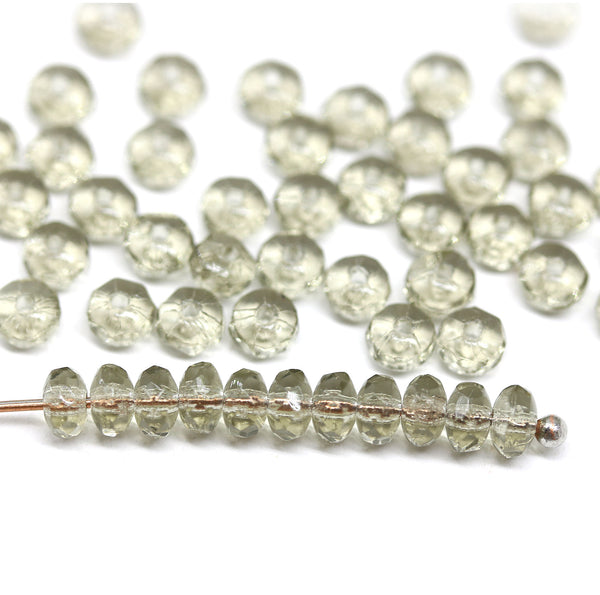2x3mm Transparent gray rondelle tiny czech glass spacers, 50Pc