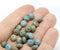 4x7mm Beige blue puffy rondelle Czech glass beads - 25Pc