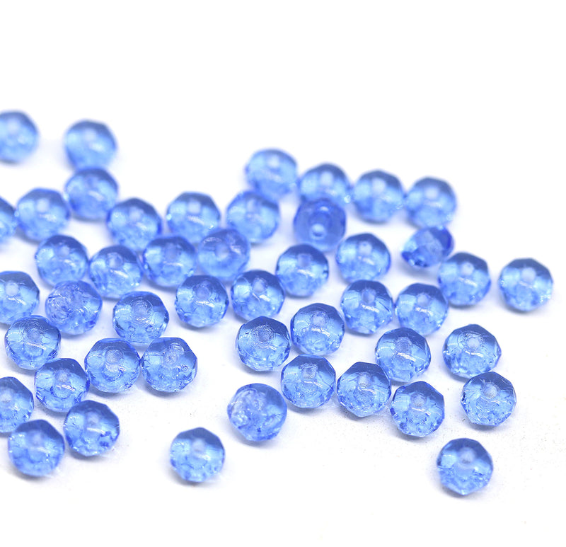 2x3mm Sapphire blue rondelle tiny czech glass spacers, 50Pc