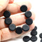 10mm Matte black coin czech glass beads, round tablet shape, 25Pc