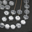 10mm Crystal clear coin czech glass beads, round tablet shape, 25Pc