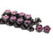 7mm Button style flower glass beads Black pink inlays - 25pc