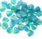 9mm Blue mixed czech glass leaf beads, Heart shaped triangle leaf, 40pc
