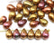 6x9mm Metallic gold purple czech glass drop beads, 40pc