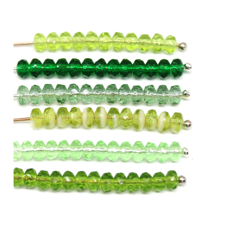 2x3mm Light green rondelle tiny czech glass spacers, 50Pc
