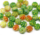 5x6mm Orange green Czech glass puffy spacers donuts - 40pc