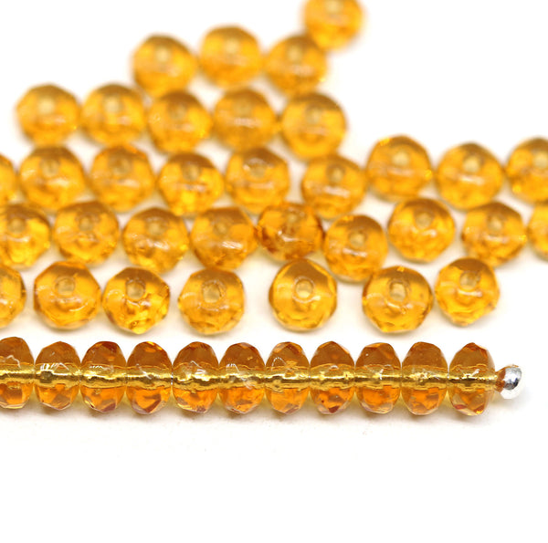 2x3mm Topaz rondelle tiny czech glass spacers, 50Pc