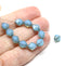 8x6mm Opal blue bicone czech glass beads with silver edges - 15Pc