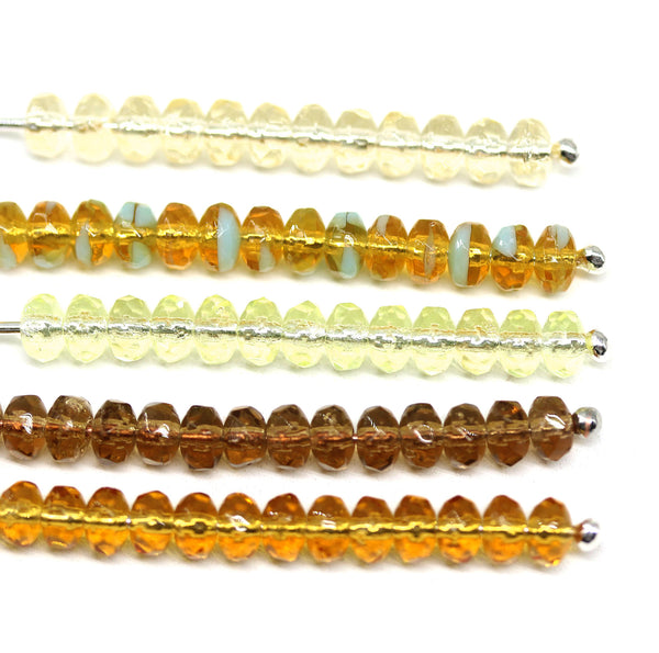 2x3mm Topaz blue rondelle tiny czech glass spacers, 50Pc