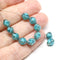 8x6mm Sea blue bicone czech glass beads with silver edges - 15Pc