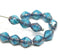 8x6mm Sea blue bicone czech glass beads with copper edges - 15Pc