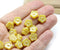 10mm Opaque yellow flower czech glass bead AB finish, 15pc