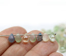 5x7mm Neutral glass drops beads mix, beige blue green, 50pc