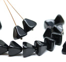 8x10mm Jet black pyramid czech glass beads, 20pc