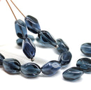 11x7mm Dark montana blue czech glass barrel beads, 20Pc