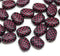 10x7mm Puffy oval black czech glass pressed beads, dark pink wash, 25pc
