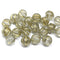 8mm Gray czech glass round beads, melon shape, gold wash, 20pc