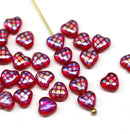 6mm Small red Czech glass beads AB ornament - 30pc