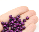 5mm Black rose bud beads, pink wash rose flower round bead, 50pc