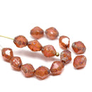 8x6mm Opal peachy pink bicone czech glass beads picasso finish - 15Pc