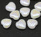 10mm White czech glass heart AB finish ornament - 10Pc