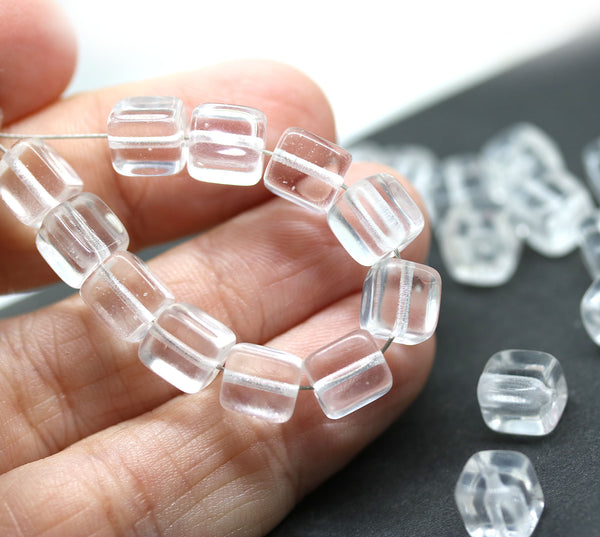 7x9mm Crystal clear cube czech glass, 30pc