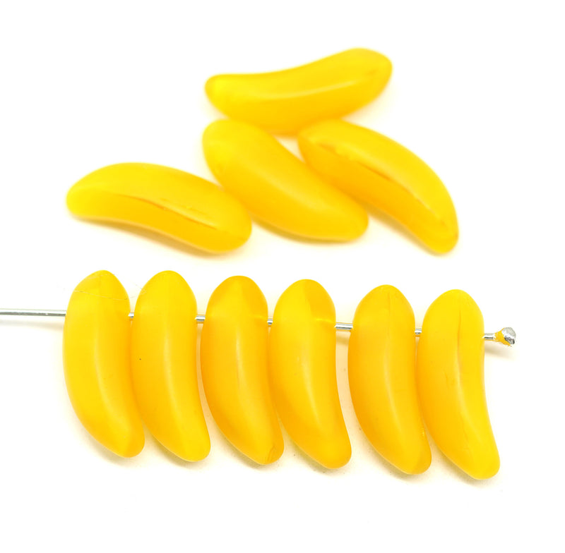 17x6mm Mixed yellow matte banana czech glass beads, 10pc