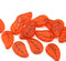 14x9mm Frosted orange Czech glass leaves, gold wash, 15pc