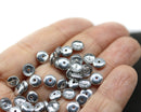 6mm Silver czech glass rondelle spacer beads, 50pc