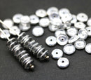 6mm Silver czech glass rondelle spacer beads, 50pc