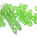 4mm Light grass green czech glass beads fire polished spacers, 50Pc