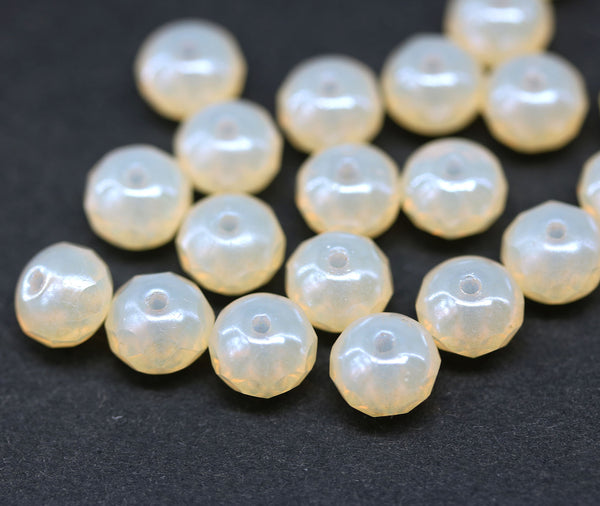5x7mm Opal pale yellow Czech glass rondelle spacers, 20pc