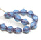 8x6mm Opal blue bicone czech glass beads copper edges - 15Pc