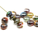 6x9mm Mixed colored puffy rondelle Czech glass beads - 15Pc