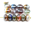 6x9mm Mixed colored puffy rondelle Czech glass beads - 15Pc