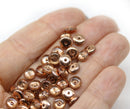 6mm Copper czech glass rondelle spacer beads, 50pc