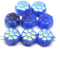 12mm Blue puffy pansy flower czech glass, AB finish, 8pc