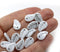 14x9mm White Czech glass leaves, silver inlays, 15pc