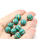 10mm Turquoise green round melon shape glass beads - 10Pc