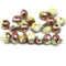 5x7mm White picasso Czech glass rondelle spacers copper luster, 20pc