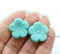 22mm Turquoise large czech glass flower beads, 2pc