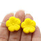 22mm Yellow large czech glass flower beads, 2pc