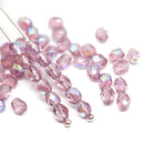 4mm Light purple AB finish czech glass fire polished beads, 50Pc