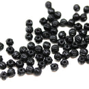 3mm Jet black melon shape glass beads, 4gr