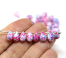 6x9mm Pink blue czech glass teardrop beads, 40pc