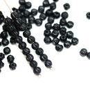 3mm Jet black melon shape glass beads, 4gr