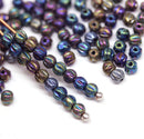 3mm Metallic iris melon shape glass beads, 5gr